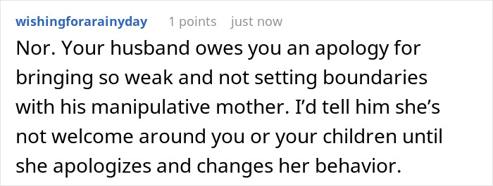Online comment advising boundaries after a woman asks MIL to babysit and has her nursery completely redecorated. Online comment advising boundaries after a woman asks MIL to babysit and has her nursery completely redecorated.