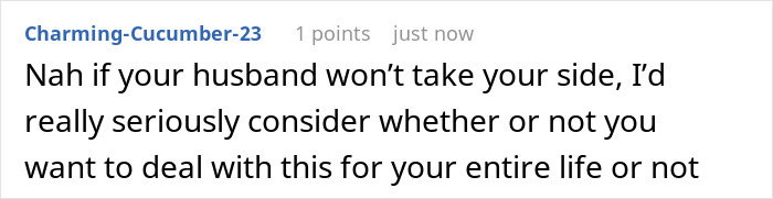 Online comment advising a woman whose husband did not support her in the nursery dispute. Online comment advising a woman whose husband did not support her in the nursery dispute.