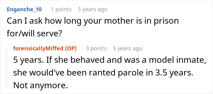 A Reddit comment discusses the length of a prison sentence, with implications for a potential prison break scenario. A Reddit comment discusses the length of a prison sentence, with implications for a potential prison break scenario.
