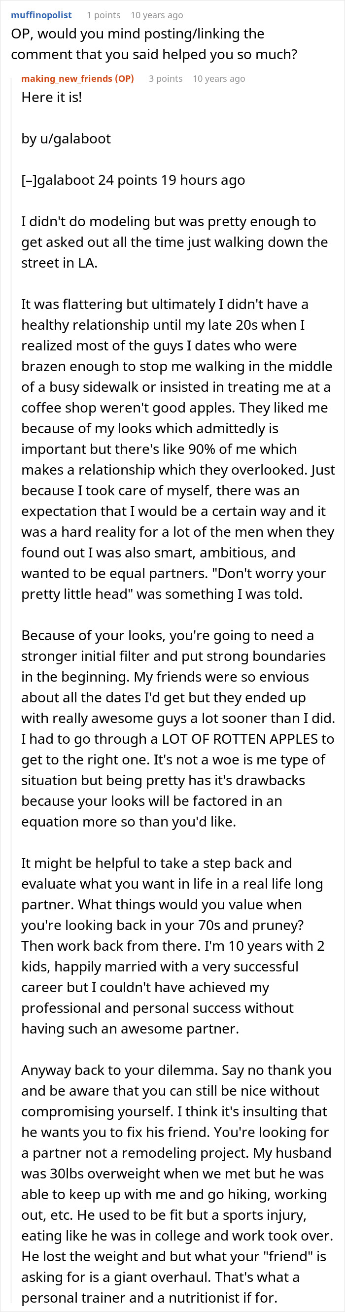 Reddit comment providing advice for a friend who needs a hot GF and a weight-loss coach. Reddit comment providing advice for a friend who needs a hot GF and a weight-loss coach.