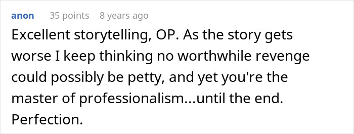 A comment praising the storytelling of stunning family photos, hidden detail, and epic revenge. A comment praising the storytelling of stunning family photos, hidden detail, and epic revenge.