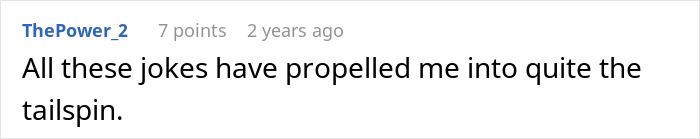 A screenshot showing a comment about jokes and a tailspin, relating to an airport built around graves. A screenshot showing a comment about jokes and a tailspin, relating to an airport built around graves.