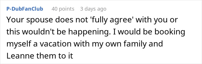 User comment recommending to book a vacation instead of dealing with Thanksgiving hosting drama. User comment recommending to book a vacation instead of dealing with Thanksgiving hosting drama.