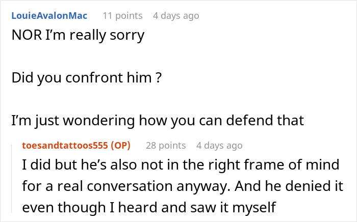 A social media comment discussing confronting a husband after flirting, indicating a breaking point in their marriage.