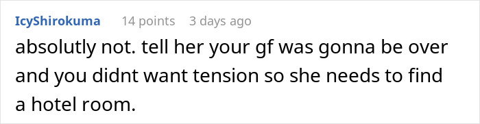 A comment about a bride, sibling's girlfriend, and finding a hotel room to avoid tension at the wedding. A comment about a bride, sibling's girlfriend, and finding a hotel room to avoid tension at the wedding.