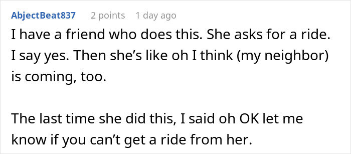 Employee Gives Coworker A Ride To Work, Finds Out She’s Been Offering Seats In Their Car To Other People Employee Gives Coworker A Ride To Work, Finds Out She’s Been Offering Seats In Their Car To Other People