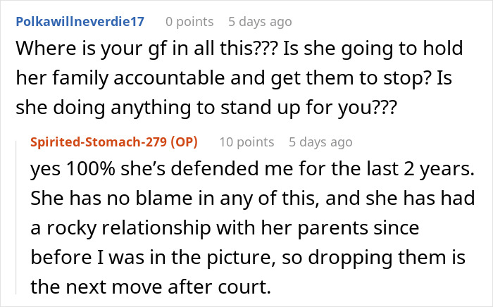A screenshot of a Reddit comment where a user asks if the daughter will hold her family accountable for ruining her boyfriend's reputation. A screenshot of a Reddit comment where a user asks if the daughter will hold her family accountable for ruining her boyfriend's reputation.