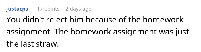 Social media comment analyzing a dating dilemma about Stranger Things homework being the last straw. Social media comment analyzing a dating dilemma about Stranger Things homework being the last straw.