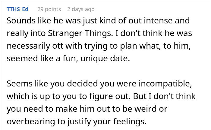User post suggesting a date with Stranger Things homework was just an attempt at a fun, unique second date. User post suggesting a date with Stranger Things homework was just an attempt at a fun, unique second date.
