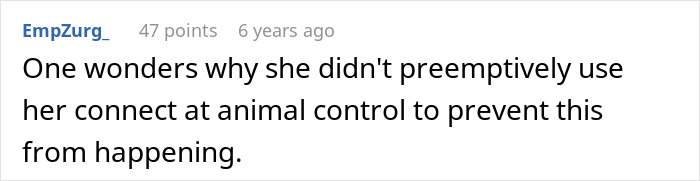 A comment suggesting preemptive action with animal control to prevent neighbors' dogs attacking her cat. A comment suggesting preemptive action with animal control to prevent neighbors' dogs attacking her cat.