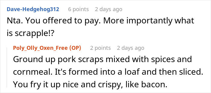 A screenshot of a Reddit comment about a man's BIL inviting him to breakfast and ordering expensive food. A screenshot of a Reddit comment about a man's BIL inviting him to breakfast and ordering expensive food.