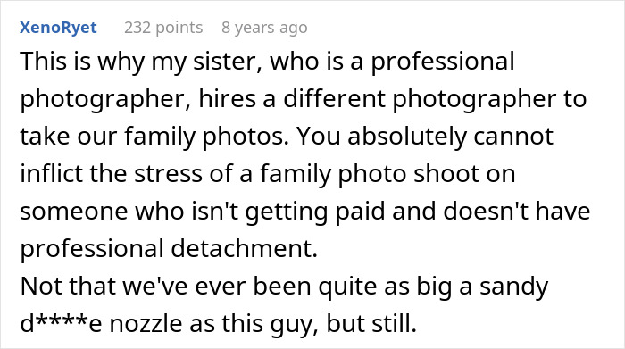 A comment on family photos, hidden detail, and revenge from a professional photographer's sister. A comment on family photos, hidden detail, and revenge from a professional photographer's sister.