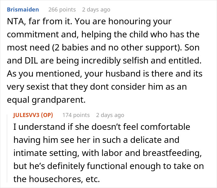 A Reddit comment defending a mother in law from her entitled son and daughter in law. A Reddit comment defending a mother in law from her entitled son and daughter in law.