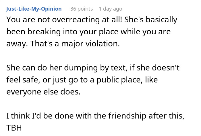 A woman dumps four men at an apartment. Commenter says she is overreacting, suggests public breakups. A woman dumps four men at an apartment. Commenter says she is overreacting, suggests public breakups.