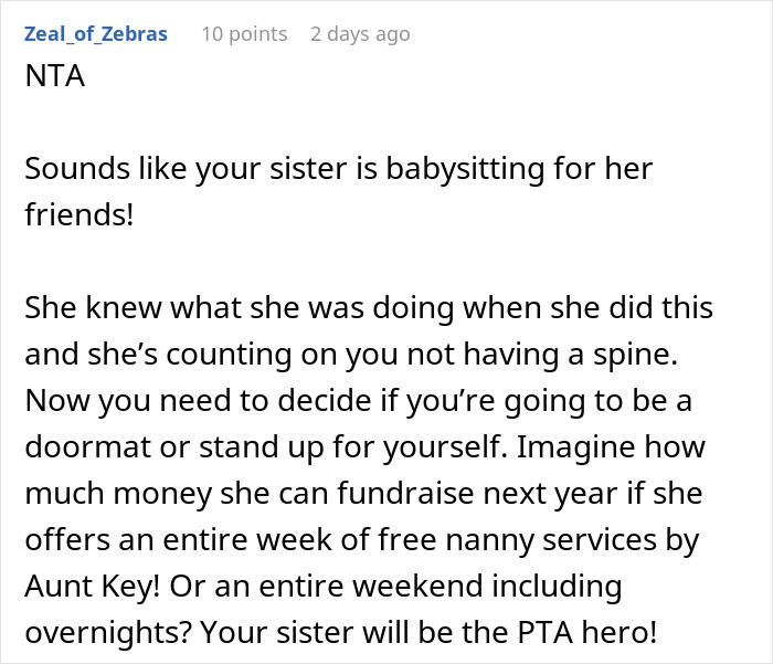 Comment on sister babysitting for friends and fundraising ideas