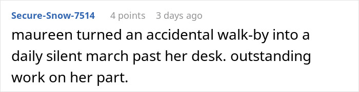 Praise for Maureen's silent march in team areas walk policy enforcement