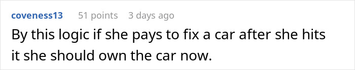 Screenshot of a comment discussing a 14YO wearing an aunt's sapphire engagement ring, comparing it to car ownership.