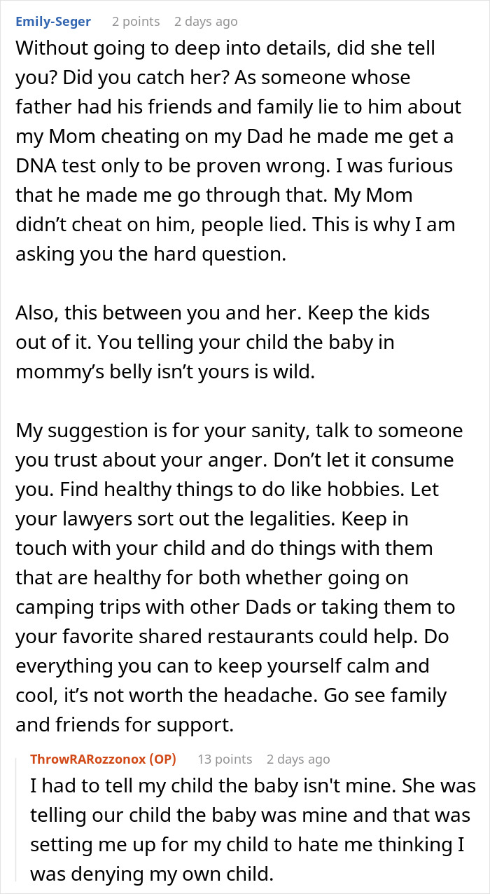 Guy Left Worried His Ex-Wife Will Force Her Affair Baby On Him Guy Left Worried His Ex-Wife Will Force Her Affair Baby On Him