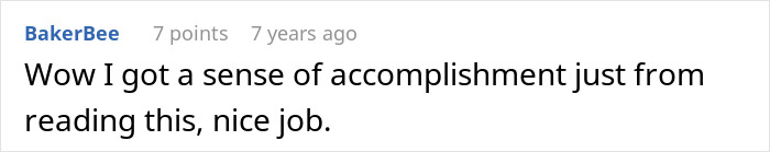 A comment expressing a sense of accomplishment after reading about the employee making supervisors look bad. A comment expressing a sense of accomplishment after reading about the employee making supervisors look bad.
