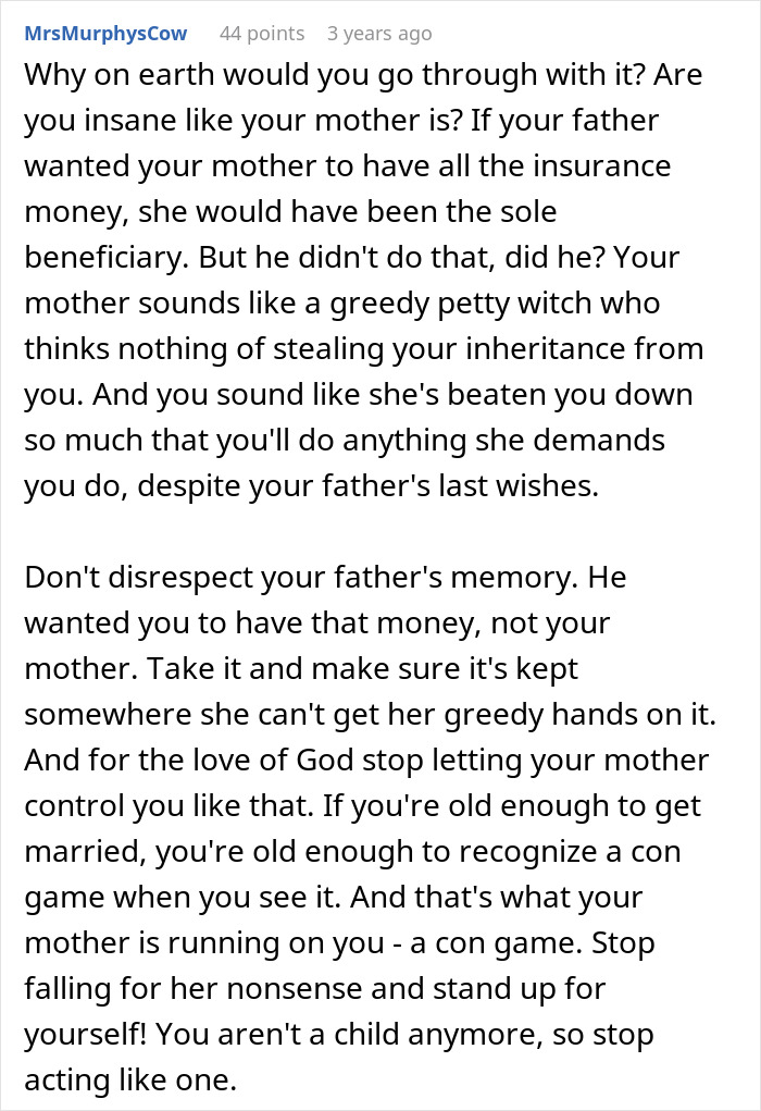 Mom Demands Kids Give Her Their Share Of The Inheritance, Doesn't Like Daughter's Response