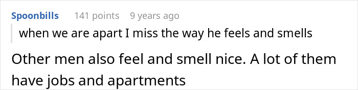 Online reaction pointing out that other men have jobs, unlike her jobless bf.