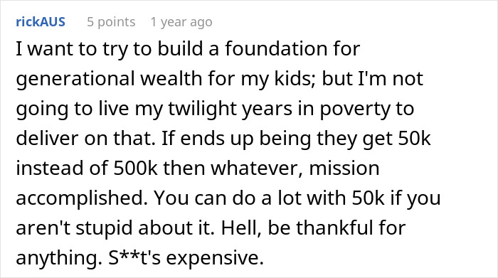 A social media post discussing generational wealth, inheritance, and a millennial daughter's perspective. A social media post discussing generational wealth, inheritance, and a millennial daughter's perspective.