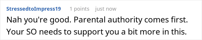 User comment emphasizing that parental authority comes first when MIL oversteps boundaries. User comment emphasizing that parental authority comes first when MIL oversteps boundaries.