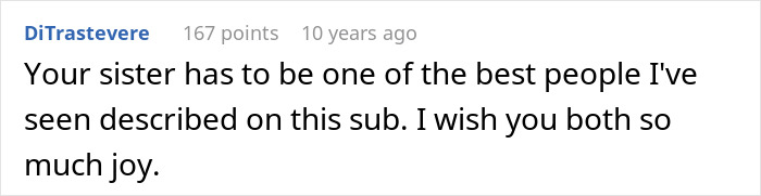 A supportive user comment praising a sister for giving a liver to her brother. A supportive user comment praising a sister for giving a liver to her brother.
