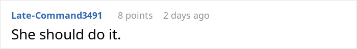 Comment saying sister should do babysitting