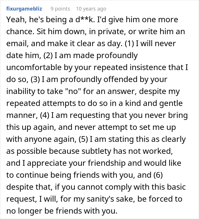 A screenshot of a comment about a guy who needs a GF and weight-loss coach, and his model friend is not having it. A screenshot of a comment about a guy who needs a GF and weight-loss coach, and his model friend is not having it.
