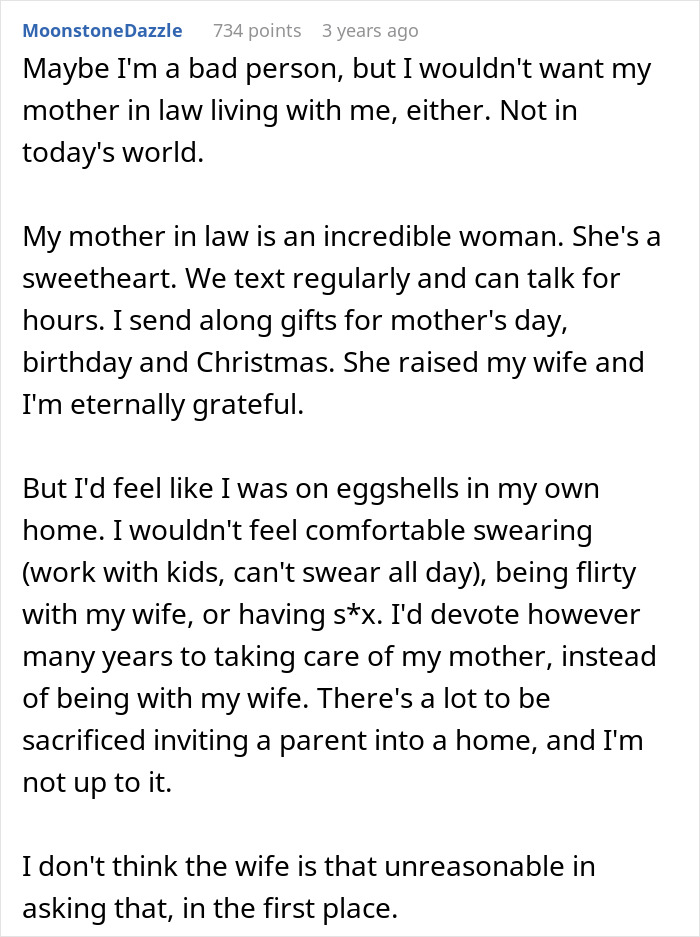 Comment about mother-in-law impact on marriage and boundaries