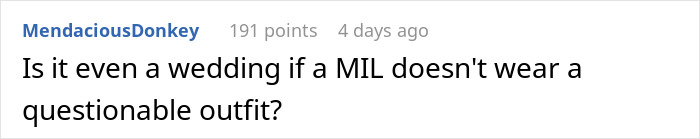 MIL Hides What She's Going To Wear To Wedding, Comes Out With Something Scandalous