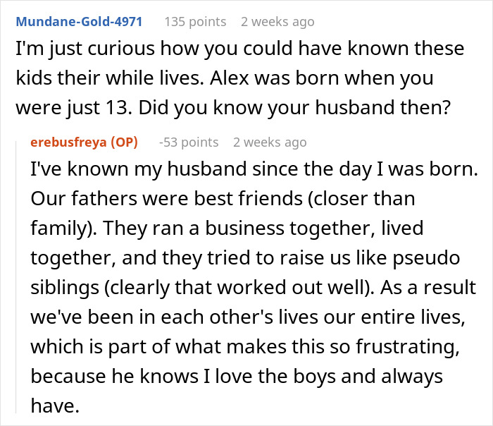 Wife explains her long-standing relationship with her husband and his son, revealing her husband refusing to listen. Wife explains her long-standing relationship with her husband and his son, revealing her husband refusing to listen.