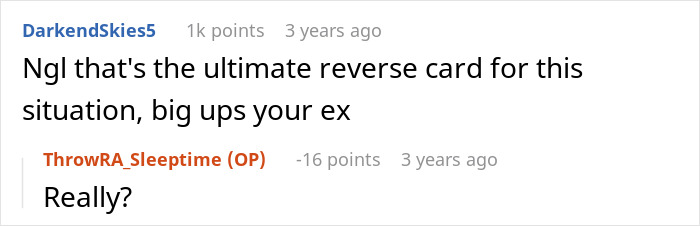 Reddit user reaction to a woman's failed open relationship, calling it the ultimate reverse card. Reddit user reaction to a woman's failed open relationship, calling it the ultimate reverse card.