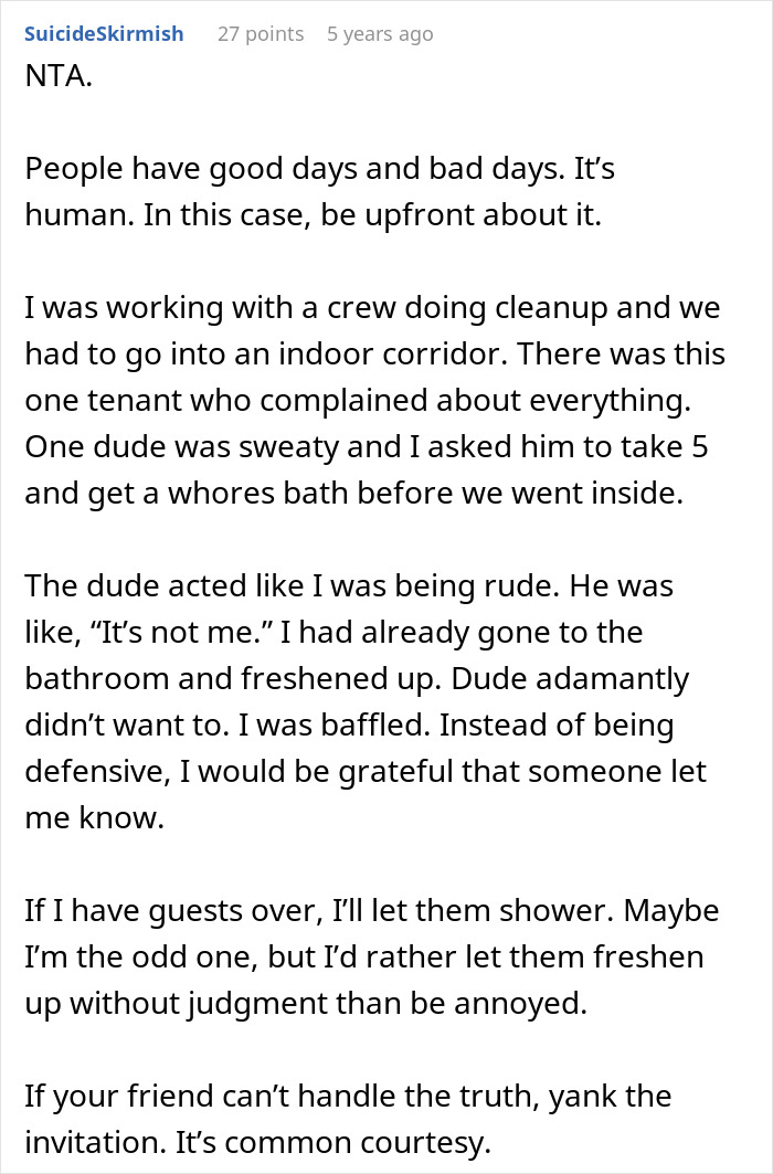 Friend’s Musty Smell Starts Clearing Rooms, Woman Dreads Being The One Who Finally Tells Her Friend’s Musty Smell Starts Clearing Rooms, Woman Dreads Being The One Who Finally Tells Her