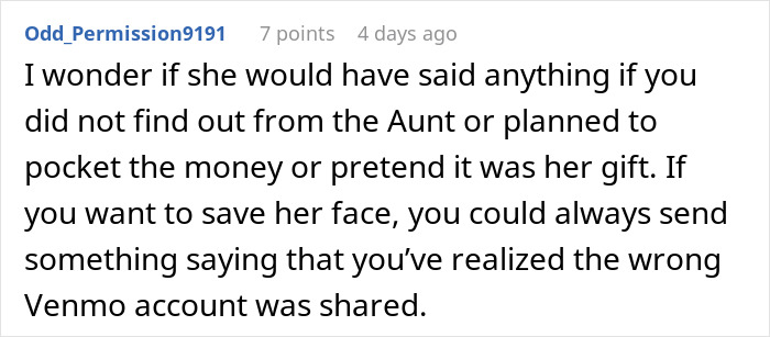 Online comment discussing MIL wedding scam regarding Venmo account. Online comment discussing MIL wedding scam regarding Venmo account.