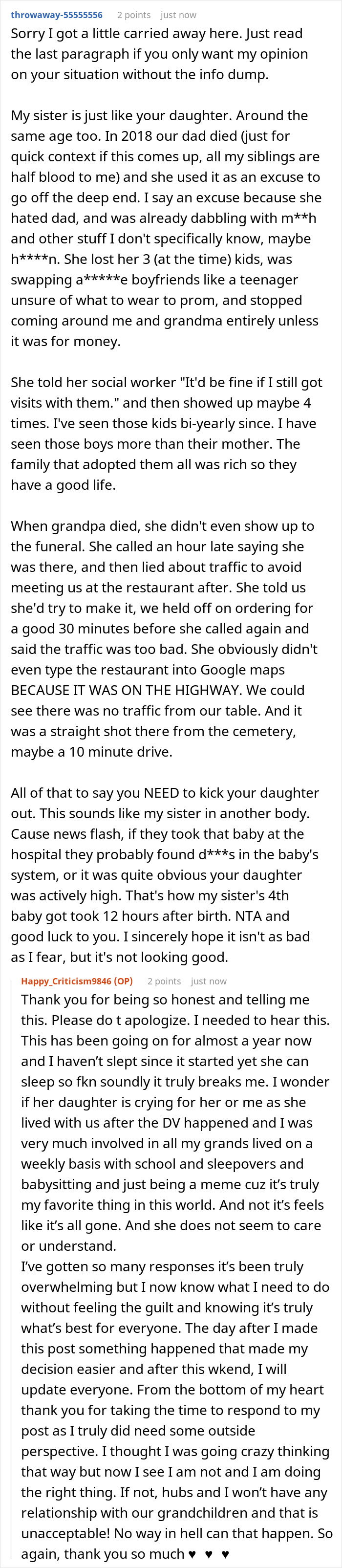 A screenshot of a long comment from a user, relating to a daughter choosing a toxic boyfriend. A screenshot of a long comment from a user, relating to a daughter choosing a toxic boyfriend.