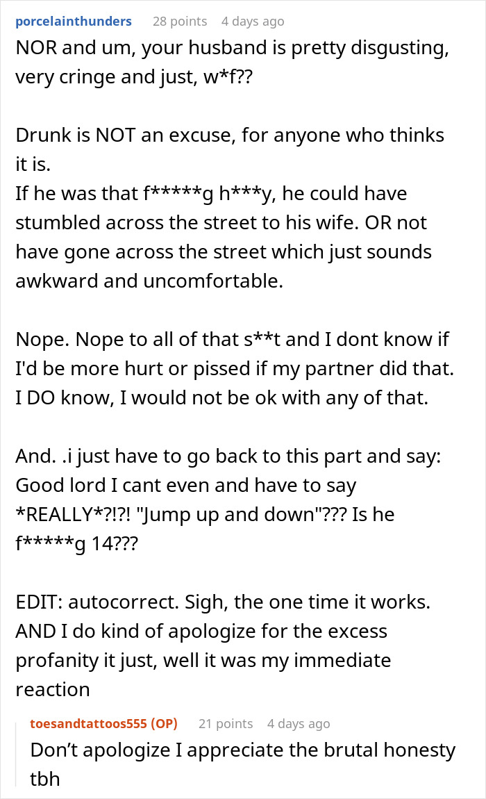 A social media comment from a user, discussing a husband flirting with another woman, potentially leading to marriage problems.