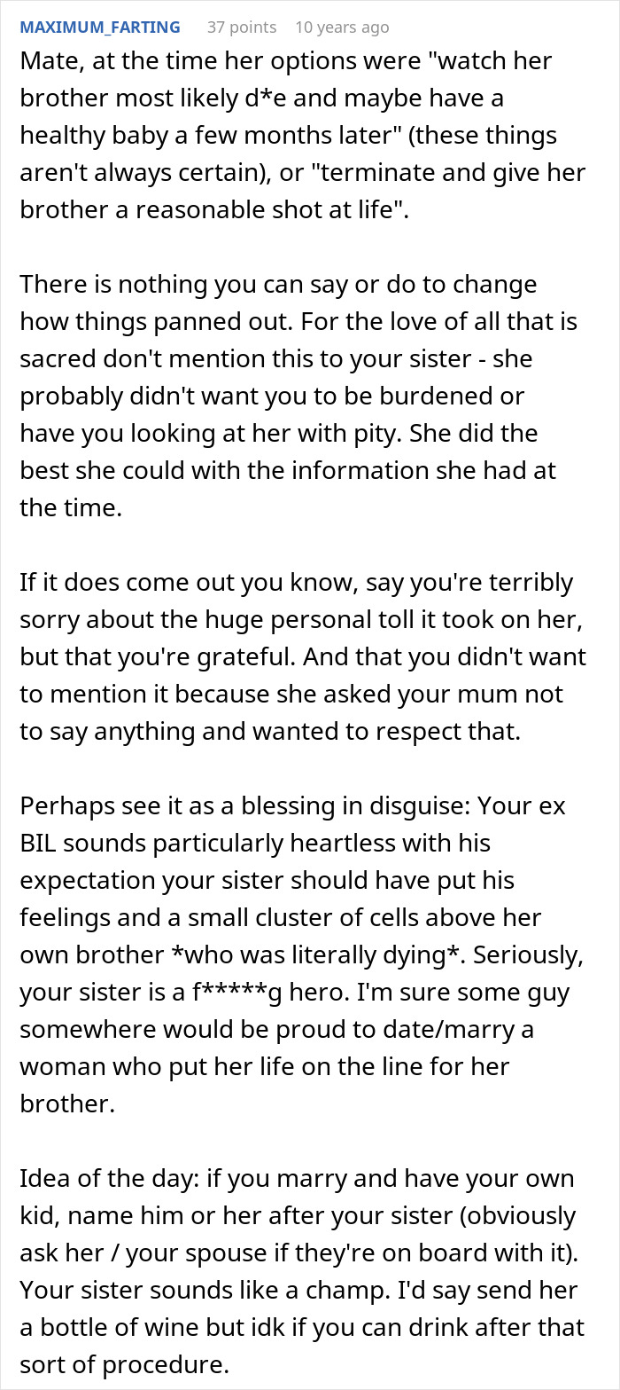 A comment about a sister saving her brother by donating a part of her liver A comment about a sister saving her brother by donating a part of her liver