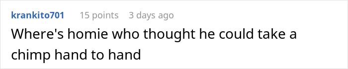 Comment about fighting a chimp in viral man vs robot fight video