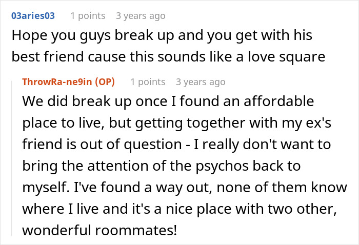 A screenshot of a Reddit comment where OP confirms she broke up with her BF who thought she was mean. A screenshot of a Reddit comment where OP confirms she broke up with her BF who thought she was mean.