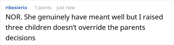 A response discussing how a MIL raising three children doesn't override parental decisions. A response discussing how a MIL raising three children doesn't override parental decisions.