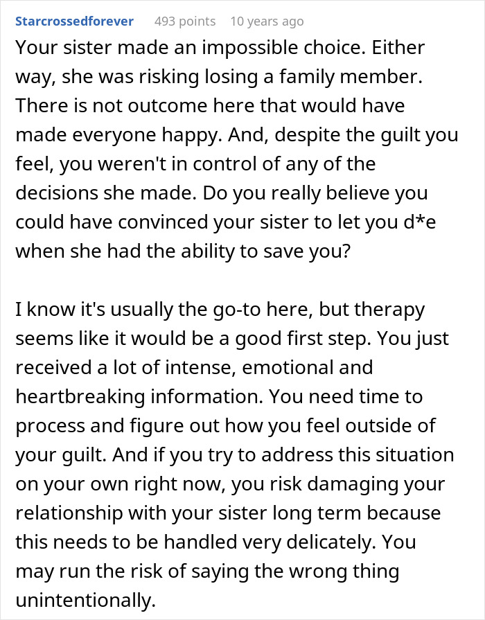Thoughtful comment explaining the emotional weight of when a sister gives brother part of her liver Thoughtful comment explaining the emotional weight of when a sister gives brother part of her liver