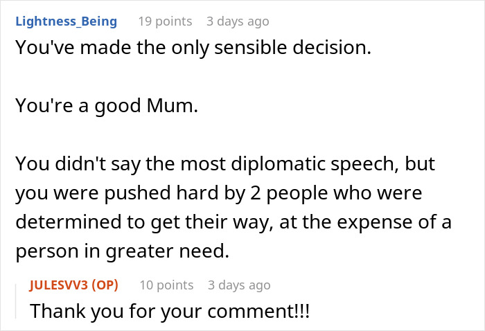 Supportive online forum comment validating a mother decision regarding her twin newborns abroad Supportive online forum comment validating a mother decision regarding her twin newborns abroad