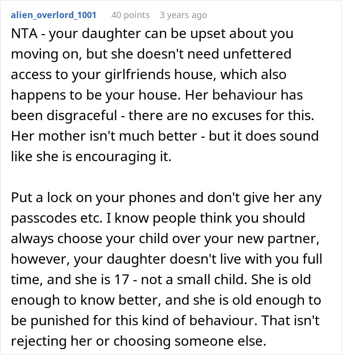 A detailed Reddit comment advising the father on setting boundaries with his 17YO daughter after her cruel stunt. A detailed Reddit comment advising the father on setting boundaries with his 17YO daughter after her cruel stunt.