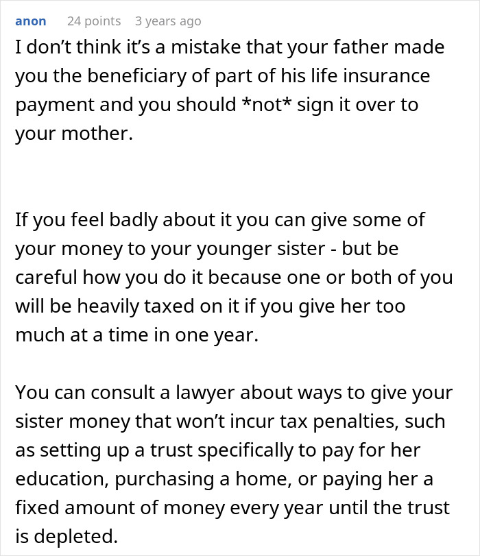 Mom Demands Kids Give Her Their Share Of The Inheritance, Doesn't Like Daughter's Response