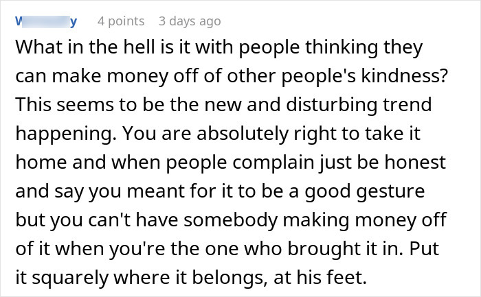 Social media comment about people profiting off someone else's office coffee machine.