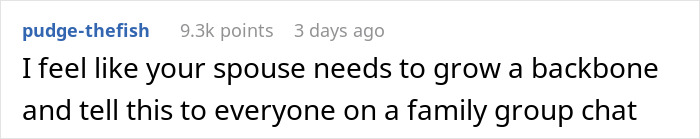 Reddit comment suggesting a spouse should tell the family about the boundary for Thanksgiving. Reddit comment suggesting a spouse should tell the family about the boundary for Thanksgiving.