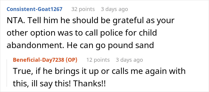 Online discussion suggesting police intervention for child abandonment regarding the free babysitting conflict. Online discussion suggesting police intervention for child abandonment regarding the free babysitting conflict.