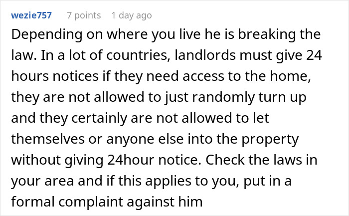 Creepy Landlord Allows Himself Way Too Much And Calls His Tenant Dramatic For Feeling Uncomfortable